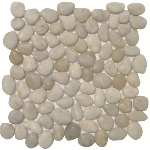 Sliced Flat River Polished Pebble Stone Mosaic Tiles