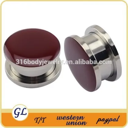 TP011123 stainless steel epoxy giant gauge ear plugs , ear plug body piercing jewellery