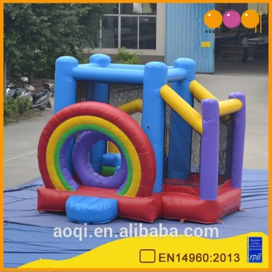 AOQI inflatable rainbow moonwalks with free EN14960 certificate
