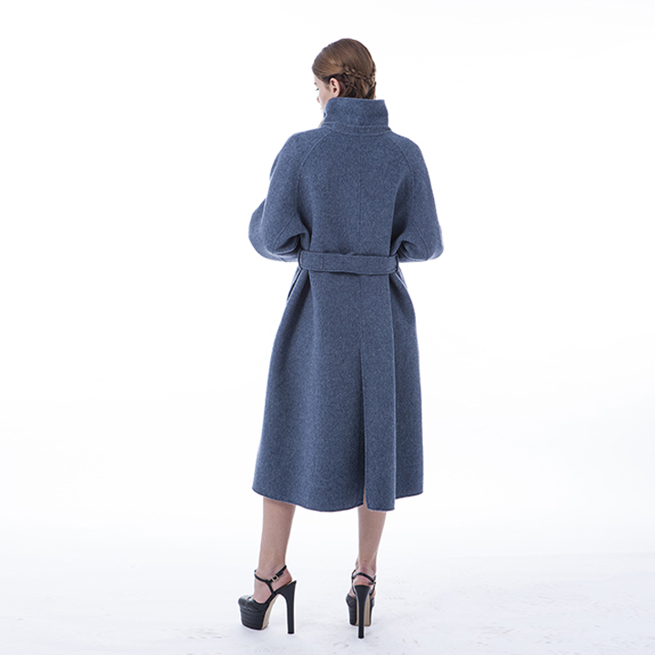 Fashion Belted Blue Cashmere Winter