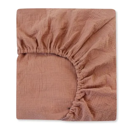 130x72x25cm Muslin Cotton Fabric Baby Bedding Set: Crib Sheets, Cot Bassinet Sheets, and Mattress Cover in Classic Plain Colors