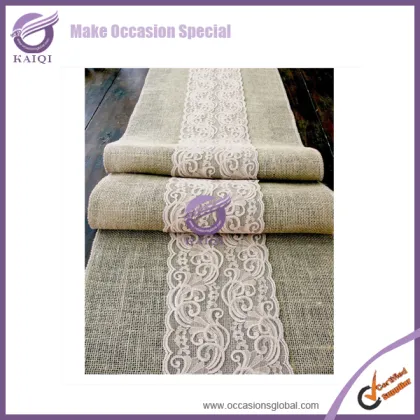 #16176 jute ribbon linen table runners