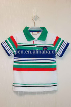 2016 New Design Summer Collection OEM Stripes Boys Knitted Polo Shirts Kids Fashion Short Sleeve T-Shirt