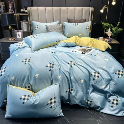 Natural printed washed mocro tencel bedding bedding queen