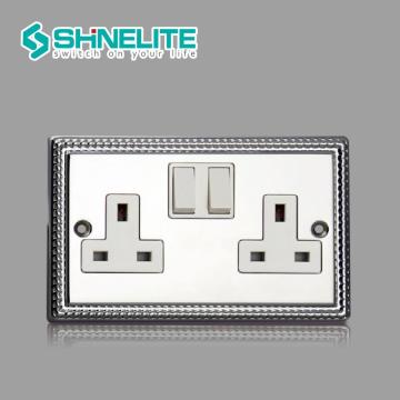 Stainless Steel 45A switch with 13A switched socket single pole with neon