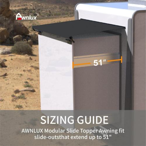 Black Modular Slide Topper Awning Slide Out Protection