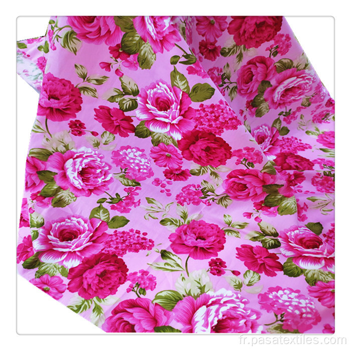 tissu satiné imprimé en coton rose vif imprime en tissu floral imprimé floral