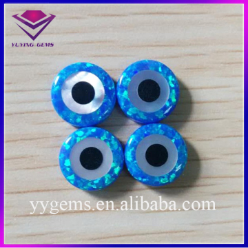 Fashion Trends Synthetic Round Shape Evil Eye Blue Opal Gemstone for Charm Pendant