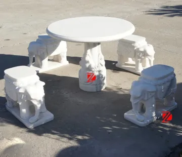 elephant stone animal shaped chair with round table