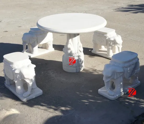 elephant stone animal shaped chair with round table