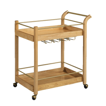MOYI Customizable Iron and Wood Trolley: Premium Wooden Cart with Wheels for Hospitality Industry