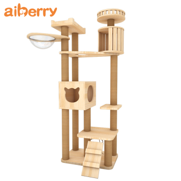 Custom Luxury Stylish Wooden Cat Tree House