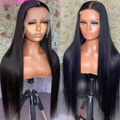 Highlight 1B Honey Brown Color Straight Human Hair Lace Front Wig Virgin Brazilian Hair Highlight Wig Transparent HD Frontal Wig