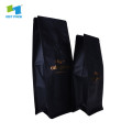 Matowe czarne torebki na kawę wielokrotnego użytku z płaskim dnem z klinem