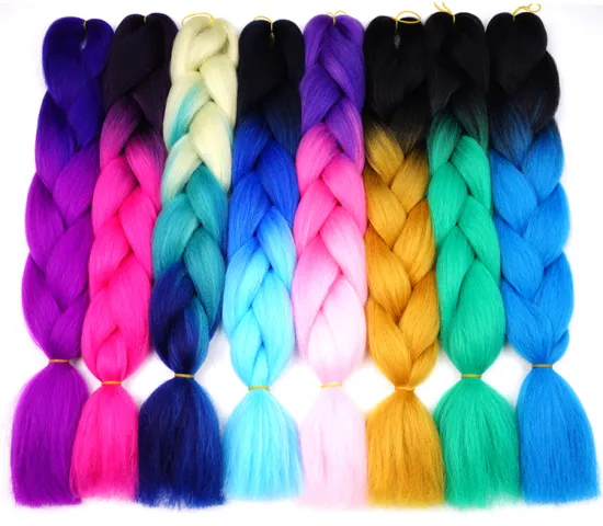 Dropshipping Jumbo Ombre Braiding Hair For Box Crochet Braids Hair 100 % x pression Synthetic Braiding Hair Extensions 24 inch