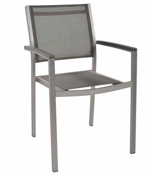 Outdoor Furniture Fabric Garden Chair Plastic Wood Style Aluminum Frame Restaurant Dining Chair