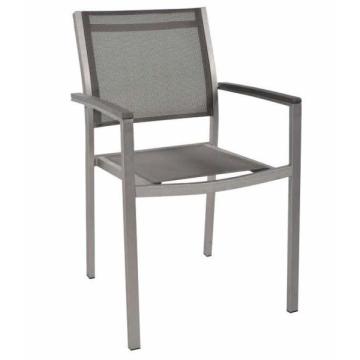 Muebles de exterior tela silla de jardín plástico marco de aluminio silla de comedor de restaurantes de aluminio