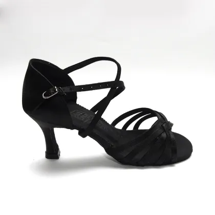 High Cost Performanc Latin Dance Shoes Woman Ballroom Dance Shoes Sneakers Import Satin Soft Oxfords Bottom Wear-resisting Black