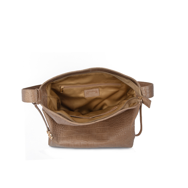 simple style natural pebbled leather hobo bag