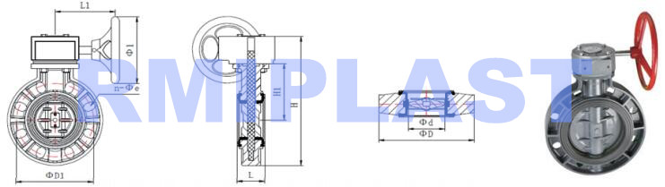 PVC butterfly valve gear drive