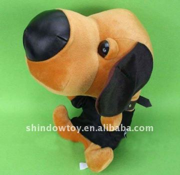 stuffed brown and black lively plush dog