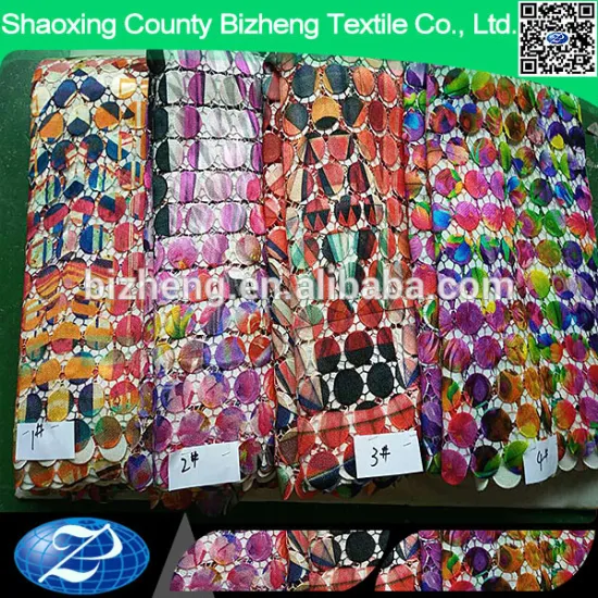 Colorful guipure lace african digital print fabric for dress