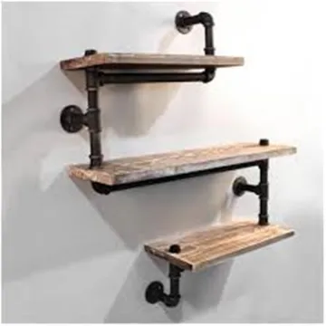 Rustic Urban Pipe Wall 3 Tiers Wooden Shelves