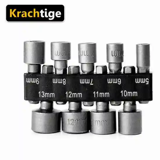 Krachtige 9Pcs Power Nut Driver Hex Shank Drill Bit Adapter Socket Wrench Screw Tool 5mm-13mm