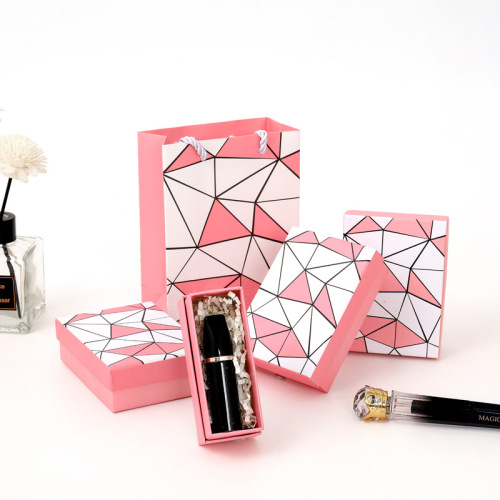 Cosméticos Set de lápiz labial Cajas de regalo de papel rosa