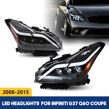 HCMOTIONZ Infiniti G37 Headlights 2008-2013 DRL Start UP Animation Q60 Coupe Convertible 2014-2015 Car Front Lamps