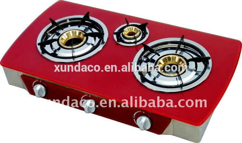 3 Burner Red Glass