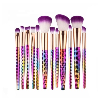 12pcs Regenbogen bunte Bling prismatische Make-up Pinsel Kit