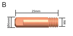 Binzel 15AK M6x25 Contact Tip