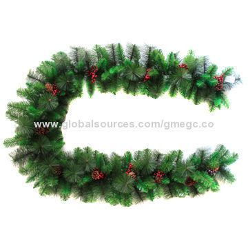270cm Spray Christmas rattan with red pine needle and bullet