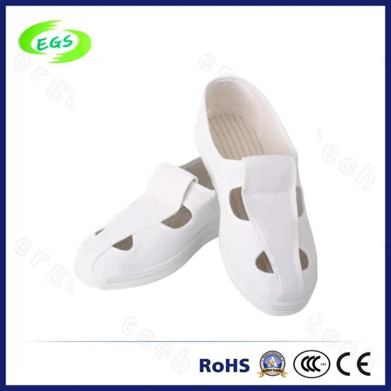 White Canvas PU Mesh Cleanroom 4 Holes ESD Shoes