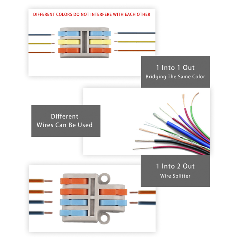 Mini TYPE Boxed 2/3 pin Quick Push-In Wire Connector Universal Compact Terminal Block Small Led Light Cable Splitter connectors