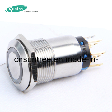 19mm Diameter 1no 1nc Stainless Steel LED Light Illuminated Pushbutton Switch 12V DC 6 Pin Push Button Switch
