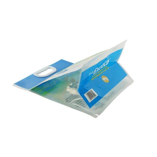 customized square bottom plastic handle clear bag