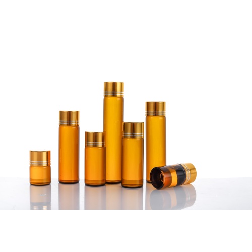 10ml 25ml Amber glass bottle with gold cap