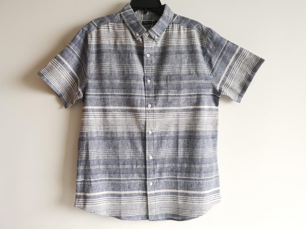 Men Casual Linen Cotton Yarn Dyed Sleeve Shirt