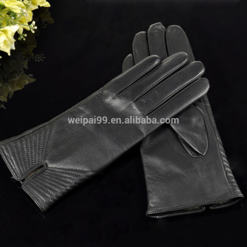 Simple design cuff twill sewing decoration lady goatskin leather gloves women leather gloves GL-EW259