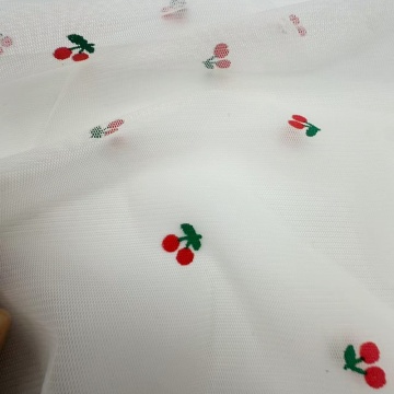 Kirschdruck-Polyester-Mesh-Stoff für Mädchenkleid
