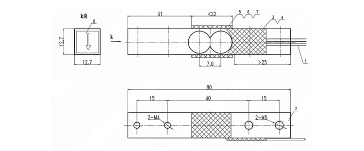 GML611 micro load cell drawing 