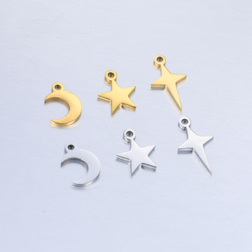Trendy Stainless Steel 18K Gold Pendant Charms with Custom Logo Blanks