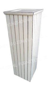 distressed white soild wood flower stand
