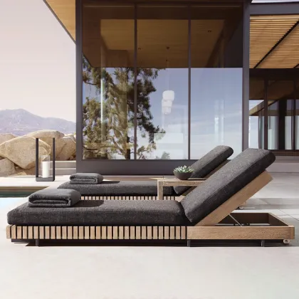 Hormel Teak Wood Outdoor Daybed with Trundle for Patio and Beach