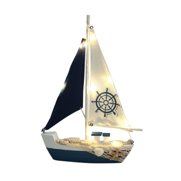 Mediterranean-Style Boat Model Decor - Wooden Home Accessories