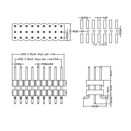 2.54 mm Pin Header Three Row Dual Plastic SMT Type PHEM12-XXT 2.54 mm Pin Header Three Row Dual Plastic SMT Type PHEM12-XXT