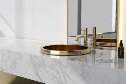 Meiao Round Gold Bathroom Countertop Basin