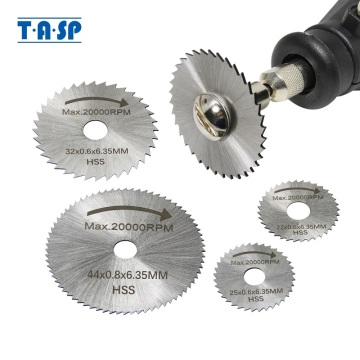 TASP 6pcs Mini Circular Saw Blade Set HSS Cutting Disc Rotary Tool Accessories for Dremel Compatible Wood Plastic Aluminum